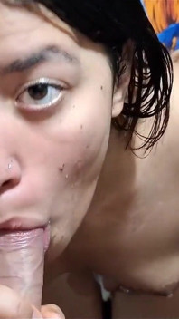 My Innocent Young Stepdaughter Learning to Suck Cock and I Cum on Her Face