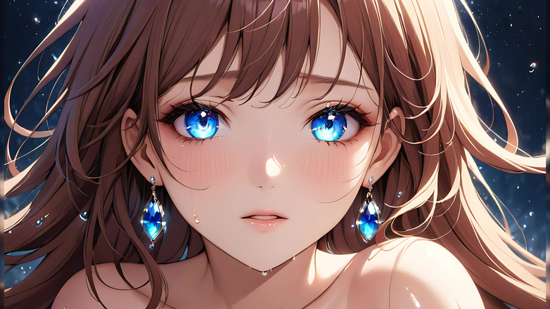 LustRender: 幽玄な感情 - アイガール、涙を流す親密なクローズアップ