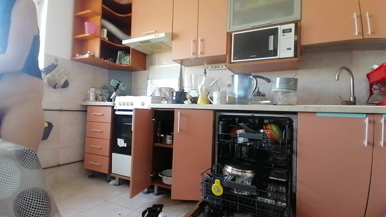 Mirsur: Sexy Stepmom Makes Breakfast, Hairy Pussy, Big Tits