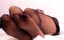 Foot Girls: Fishnet feet teasing