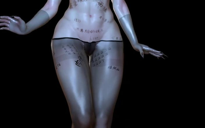 Why fuck so hard: 3D kåt slampa blond strippa naken hennes enorma bröst visar...