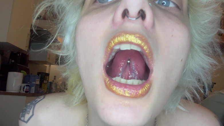 Glitterqueen1999: Fetiș cu ruj, fetiș cu gură, fără machiaj, fată gotică
