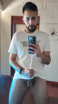 Jerking off and cumming through my white t-shirt