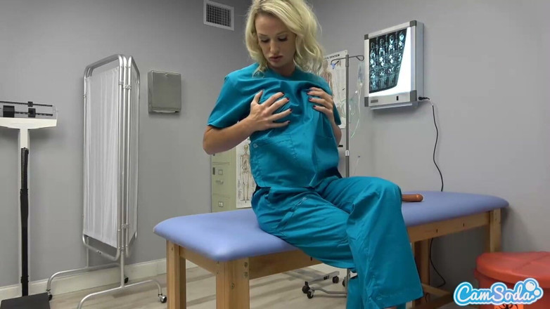 CamSoda: Mature Blonde Nurse Sydney Hail Masturbates at Work