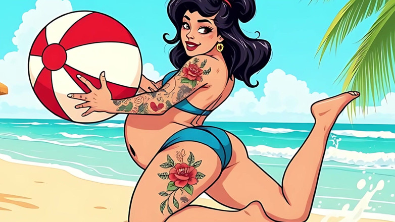 AI Porn: Seksi dövme sanatı bikinili kızlar