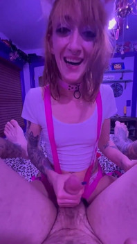 Cosplay Kitten Pegging and Stroking Cock to Cumshot!