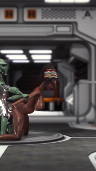Sex på exoplaneten! Sci-fi android knullar hårt en het svart tjej i baslägret