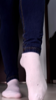 Worn White Socks POV Teasing with Her Big Feet