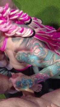 Thick Tattooed Sluts Adore Getting Every Drop of Cum in the Room