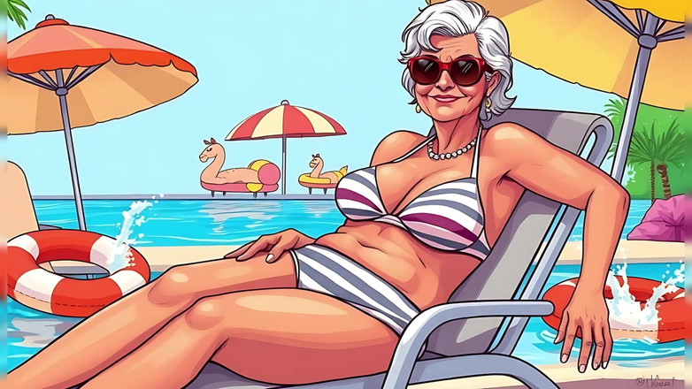 AI Porn: 미시 카툰 비키니 미시(누드가 아닌)