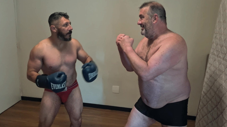 Punchbagplz: Silver Stepdaddy Boxer Vs. Gouine Wrestler Body Shot Challenge (small X...
