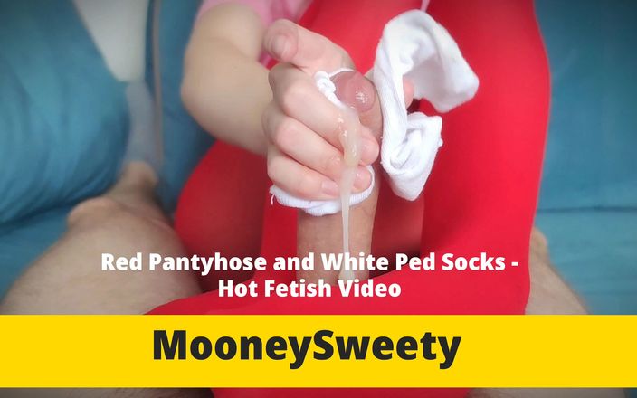 Mooney sweety: Red pantyhose and white ped socks - Hot fetish video