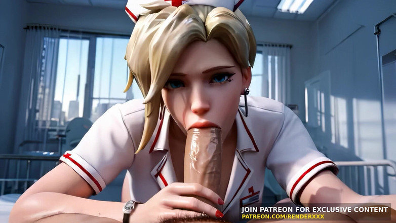 3D-Hentai Games: 3D 애니메이션: 오버워치 - 무수정 헨타이 병원에서 자비 간호사 유니폼 특별 치료