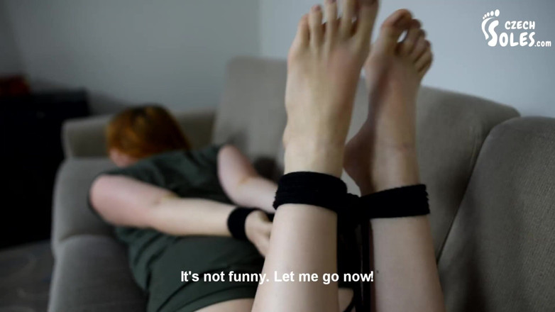 Czech Soles - foot fetish content: Sub-girl bondage with foot tickling and punishment