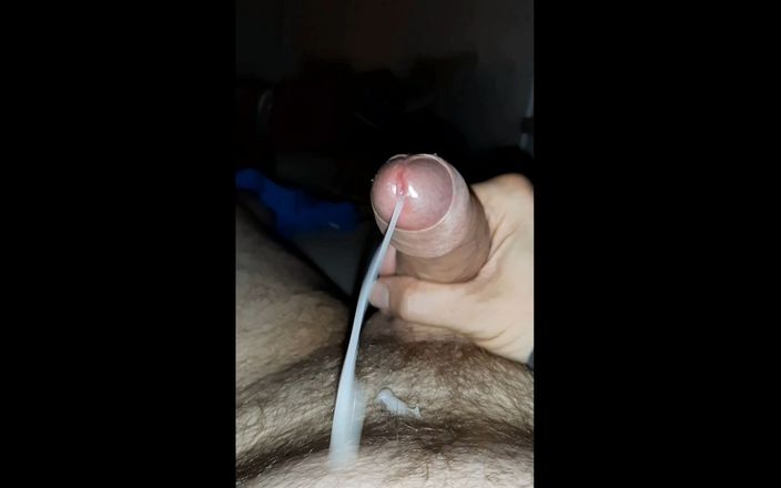 Jonasponas cumming: Me, foreskin playing with my thick dripping wet cock, then...