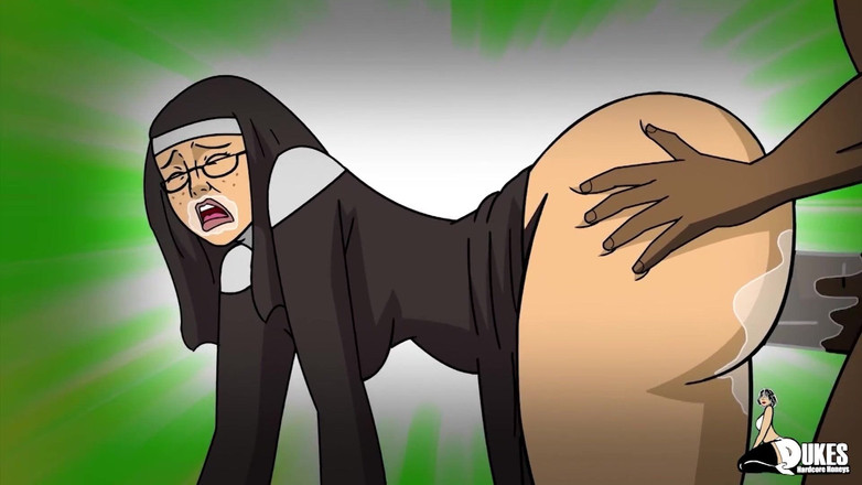 Dukes Hardcore Honeys: O călugăriță sexy este futută bine de două pule negre...