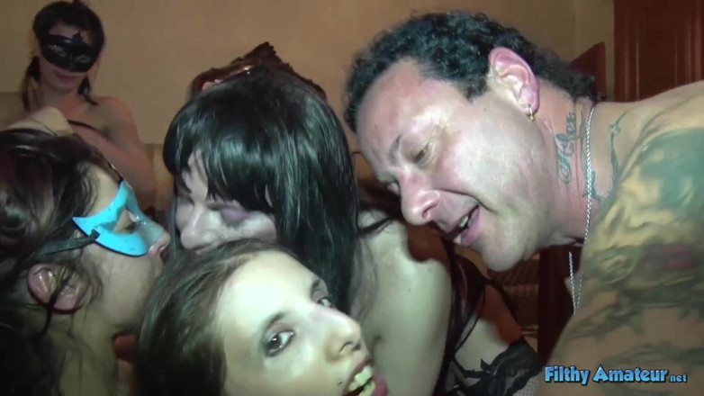 Filthy Amateur: Real private amateur orgy with stepsisters and transvestite