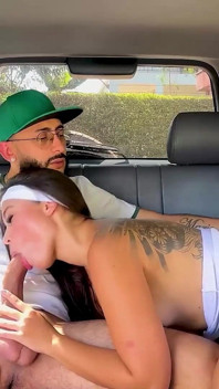 Brunette Gets Picked up and Fucked Inside a Car by a Stranger's Huge Cock