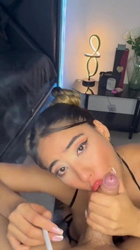 Beautiful Blonde with Big Tits and Cigarette Lover Likes to Suck a Big Cock While Smoking Cigarette