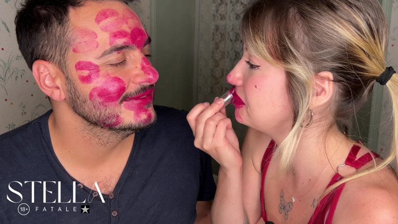 Stellafatale: Non Stop Lipstick Kisses All Over His Face