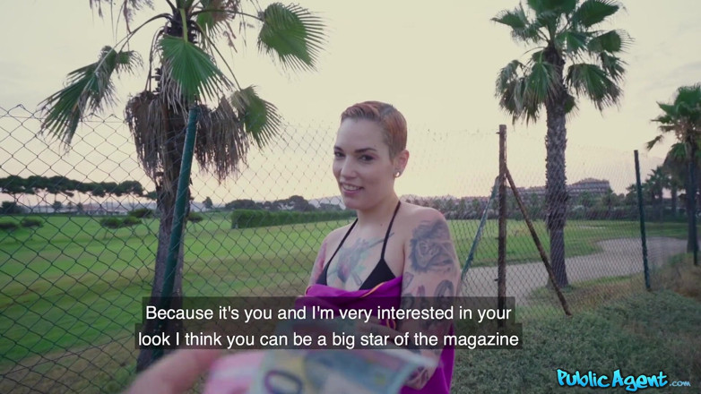Public Agent: Public Agent - Topless Tattooed Cover Girl Silvia Rubi Loves It...