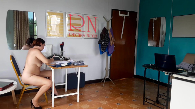 Regina Noir: Naked employee in the office