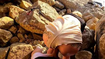 MaskCouple: Fucking on the beach - pussy dripping with hard-on!
