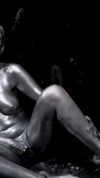 Full Body Silver Bodypaint Blowjob & Fuck