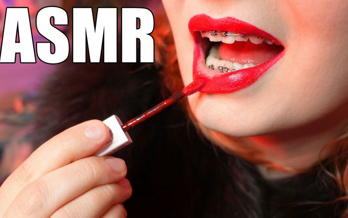 Arya Grander: Roter lippenstift-fetisch und pelz