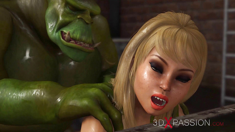 3dxpassion: Bláznivé šukání v kanalizaci! Sexy blondýnka je tvrdě ošukána zeleným monstrózním