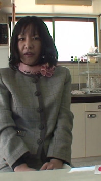 Shy Japanese granny In business suit