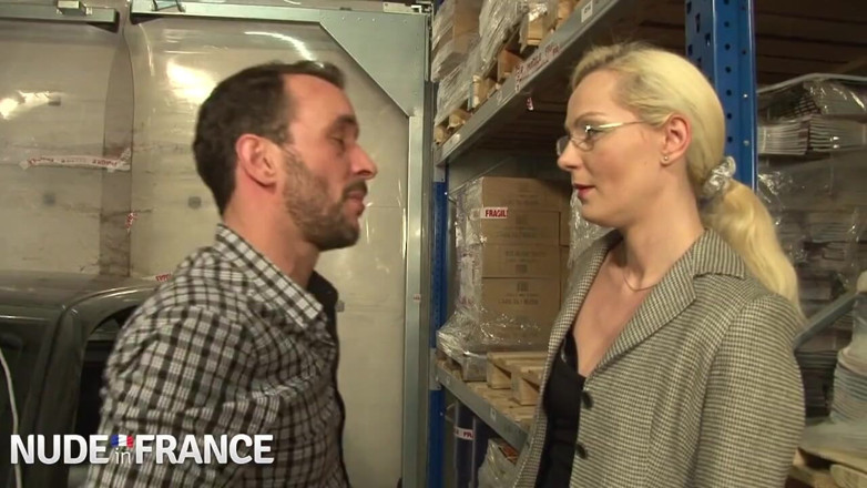 Nude in France: Desperate blonde slut call cab driver for cock