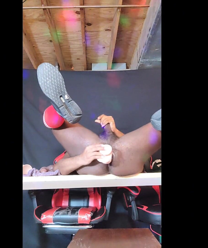 Blkbamaboi73: Giant Dildoes Fucking Hairy Holed Football Playing Stripper