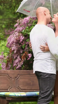 Romantic Couple with Sexy Girl Has Sensual Sex in Paradise Park