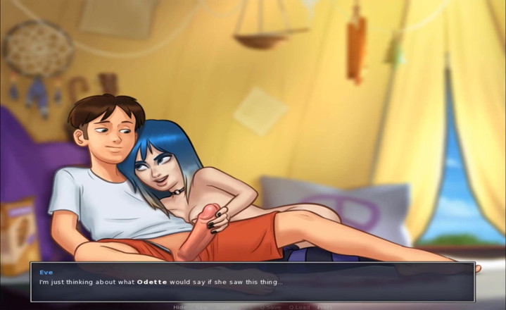 Hentai World: Summertime saga - 내 요리사를 따먹는 동급생 파란 머리 십대