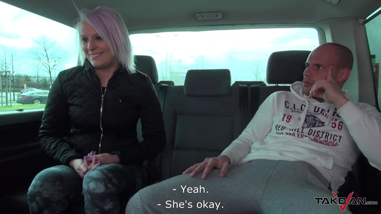Take Van: Mea Melone help crazy hair teen ride big cock in...