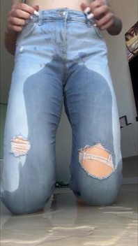 Desperate Jeans Wetting - Full Bladder Piss Puddle Play