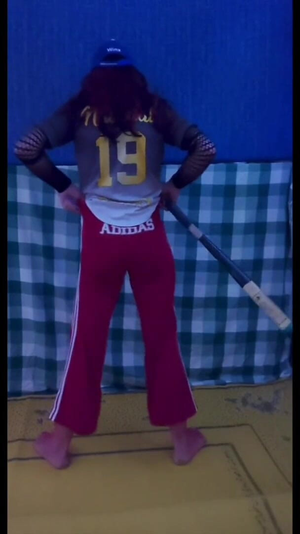 Lizzaali: Baseball uniform and red fishnet pantyhose