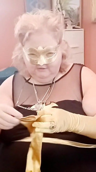 Satin Gold Gloves Fetish Play BBW Style