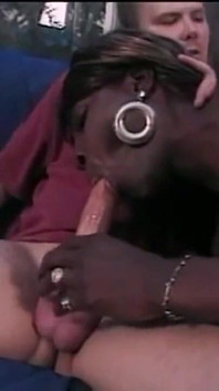 Black Shemale Ass Fucked Doggy Style and Cum on Big Tits by Huge Cock