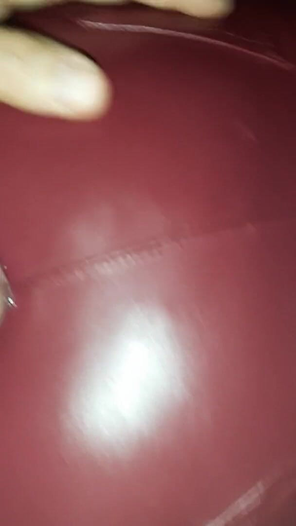 Shiny leather assfuck: Gf's ass in red leather pants teasing my cock