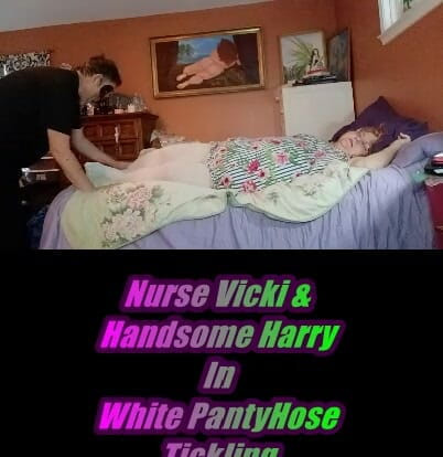 BBW nurse Vicki adventures with friends: Nurse Vicki and Handsome Harry in White Panty Hose Tickling...