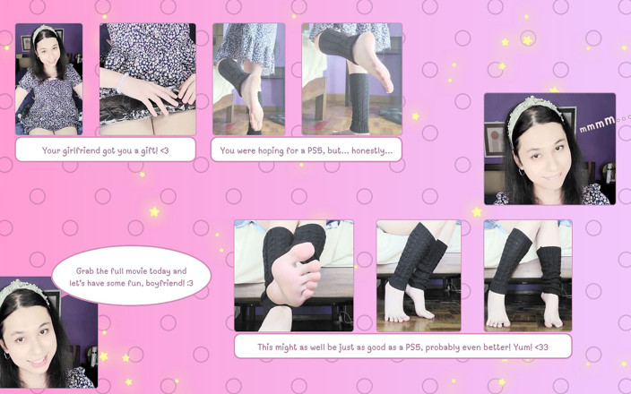 DaniTheCutie: ¡Tienes un regalo! Mis pies! ¿Con Calentadores de Piernas? ¡Ñam!
