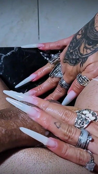 Handjob with Long Nails and Multiple Cumshots