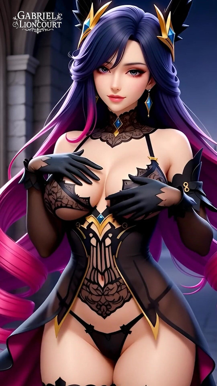 Gabriel de Lioncourt AI: Hentai Gothic Girls with Dyed Hair Showing off Their Big...