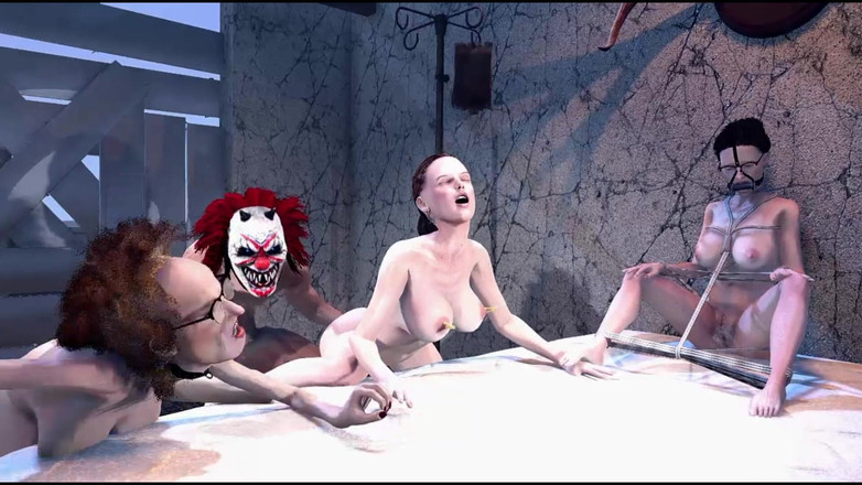 Denis animation: 74岁的奶奶和她的新朋友被一个邪恶的小丑性交