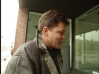 Lucky Cooch: A short-haired German girl was interviewed outdoor.