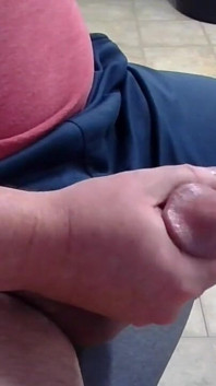 Jerking off alone with big cum shot finish on my desk