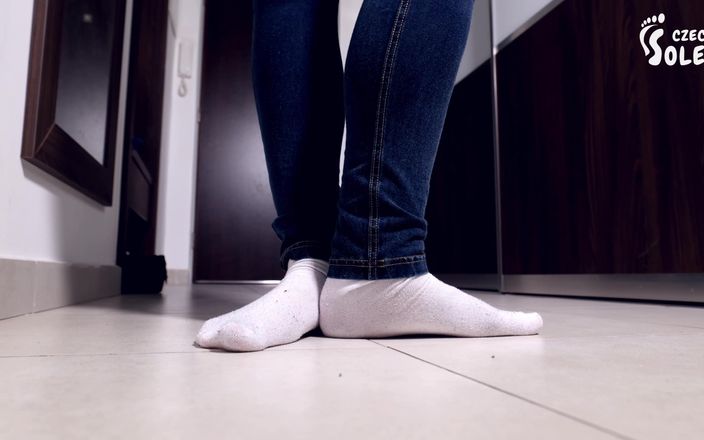 Czech Soles - foot fetish content: Worn White Socks POV Teasing with Her Big Feet