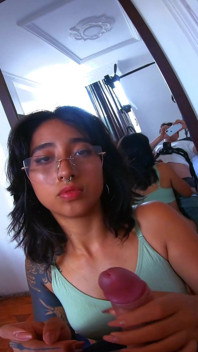 School Tattoed Babe Giving Blowjob